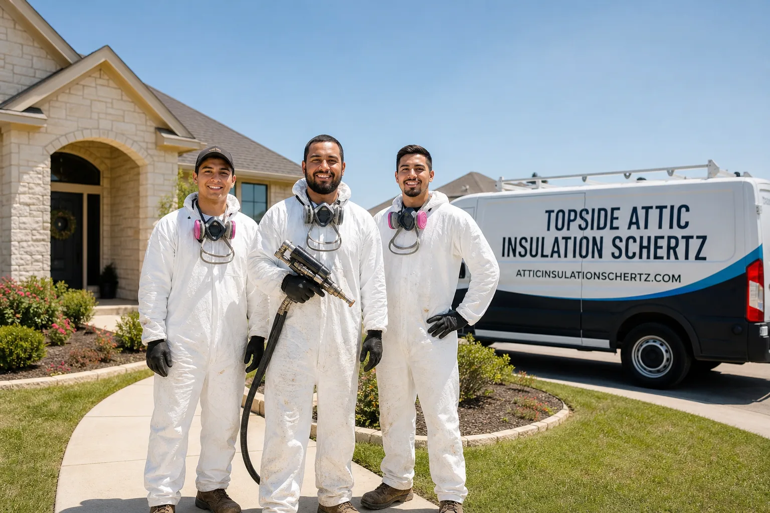 Topside Attic Insulation Schertz insulation service vehicle and crew in Schertz, TX
